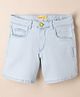 Korkak Cotton Denim Regular Fit Washed Above Knee Length Short in Light Blue