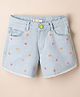 Korkak Denim Above Knee Length Short with Heart Embroidery and Heart Pockets in Light/Sky Blue for 5-6 Years