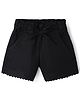 Korkak Cotton Linen Woven Regular Fit Above Knee Length with Lace Embellished Solid Shorts in Black