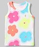 Korkak Knit Aop Ribbed Round Neck Sleeveless Tee with Floral Print - White