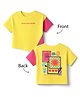 Korkak 100% Cotton Knit Round Neck T-Shirts with Half Sleeves and Collage Print - Yellow