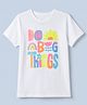 Korkak 100% Cotton Knit Regular Fit Round Neck T-Shirts with Half Sleeves and Do Big Things Print - White