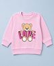 Doodle Poodle 100% Cotton Light Weight Looper Single Jersey Knit Sweatshirt with Full Sleeves and Bear Print - Light Pink