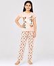 Ariel Pure Cotton Knit Half Sleeves Floral Printed Tee & Pajama Night Suit - Beige