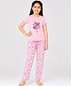 Ariel Pure Cotton Knit Half Sleeves Heart Printed Tee & Pajama Night Suit - Pink