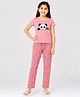 Ariel Pure Cotton Knit Half Sleeves Panda Printed Tee & Pajama Night Suit - Pink