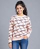Ariel Cotton Knit Full Sleeves Whale Printed Sweatshirt - Peach