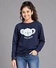 Ariel Cotton Knit Full Sleeves Koala Patch Detailed Pre Winter Sweatshirt - Navy Blue