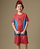 Kidsville Knit Marvel Featuring Half Sleeves Spider Man Printed Tee & Shorts Set - Blue & Red