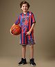 Kidsville Knit Marvel Featuring Half Sleeves Spider Man Printed Coordinating Tee & Shorts Set - Red & Blue