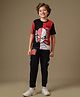 Kidsville Knit Marvel Featuring Half Sleeves Spider Man Printed Tee & Joggers Set - Black & Red