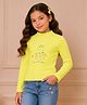 Cutecumber Cotton Knit Full Sleeves Floral Carriage Embroidered Top - Green