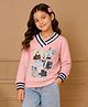 Cutecumber Fleece Knit Full Sleeves Girls & Typography Printed Sweatshirt - Pink