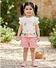 Nottie Planet Cotton Knit Half Sleeves Strawberries & Dream Text Printed Top & Shorts Set - Pink