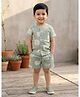 Nottie Planet Cotton Knit Half Sleeves Apple Printed Coordinating Shirt & Shorts Set - Sage Green