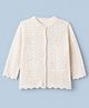 Simply Knitted Full Sleeves Front Open Solid Sweater - OffWhite