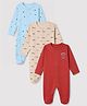 I Bears Interlock Knit Full Sleeves Sleep Suits with Racing Flags & Cars Print Pack Of 3 - Light Blue Beige Red