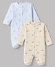 I Bears Interlock Knit Full Sleeves Sleep Suits with Bear & Chestnut Leaf Print Pack Of 2 - Sky Blue & Cream