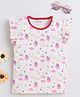 BABY NATION Cotton Knit Frill Sleeves Rainbow & Ice Cream Printed Top - Cream