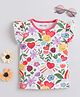BABY NATION Cotton Knit Frill Sleeves Floral & Hearts Printed Top - White