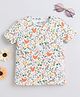 Baby Nation Cotton Knit Half Sleeves Animals & Leaves Printed Tee - White