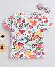 Baby Nation Cotton Knit Half Sleeves Hearts & Leaves Printed Tee - White