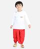 BownBee Cotton Mix Woven Full Sleeves Kurta & Dhoti Set - White