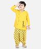 BownBee Cotton Mix Woven Giraffe Embroidered Kurta With Printed Dhoti Set - Yellow