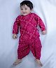 BownBee Pure Cotton Woven Full Sleeves Printed Kurta & Dhoti Set - Pink