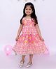 BownBee Cotton Woven Sleeveless Casual Summer Floral Dress - Pink