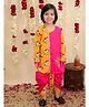 BownBee Pure Cotton Woven Embroidered Full Sleeves Elephant Printed Kurta & Dhoti Set - Orange