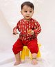 BownBee Cotton Woven Full Sleeves Jhabla & Harem Set With Fish Print - Maroon