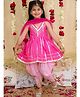 BownBee Pure Cotton Woven Sleeveless Foil Printed Kurti & Salwar Set With Dupatta - Pink