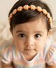 CHOKO Pearl Embellished Floral Designed Handmade Crochet Headband - Mustard White & Black