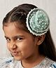 CHOKO Glittered & Pearl Embellished Floral Applique Detailed Fascinator Hair Clip - Sky Blue White & Silver