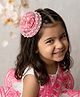 CHOKO Glittered & Pearl Embellished Floral Applique Detailed Fascinator Hair Clip -Dark Pink White & Silver