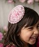CHOKO Glittered & Pearl Embellished Floral Applique Detailed Fascinator Hair Clip -Pink White & Silver