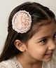 CHOKO Glittered & Pearl Embellished Floral Applique Detailed Fascinator Hair Clip - Peach White & Gold