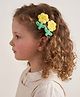 CHOKO Floral Applique Detailed Hair Clip- Lemon Yellow & Green