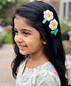CHOKO Floral Applique Detailed Hair Clip - White Yellow & Green