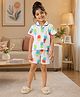 The Magic Wand Cotton Woven Half Sleeves Pineapple Printed Coordinating Shirt & Shorts Night Suit - White