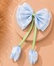 Stol'n Floral Tassels Embellished & Bow Applique Detailed Alligator Hair Clip - Light Blue