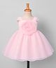 Babyhug Woven 3d Floral Rosette on Yoke Party Dress -Pink