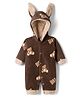 Mom's pet Fur Knit Full Sleves Bear Printed Hooded Winter Romper - Brown
