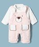 Mom's pet Fur Knit Bear Designed Dungaree Style Winter Romper With Full Sleeves Tee - Pink