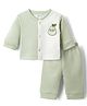 Mom's pet Fleece Knit Full Sleeves Fruit Patch Detailed Pre Winter Shirt & Joggers Set - Green