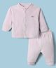 Mom's pet Fleece Knit Full Sleeves Textured Pre Winter Shirt & Joggers Set - Purple