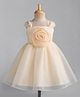 Babyhug Woven 3d Floral Rosette on Yoke Party Dress -Beige