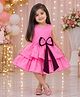 The Magic Wand Woven Sleeveless Bow Applique Detailed Dress - Pink