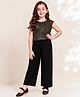 Little Marine Cotton Blend Knit Half Sleeves Sequins Embellished Jumpsuit - Black